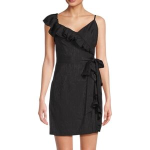 NWT Lilly Pulitzer Lavianna Ruffle Mini Dress | 14 | Brushstroke Drape Black